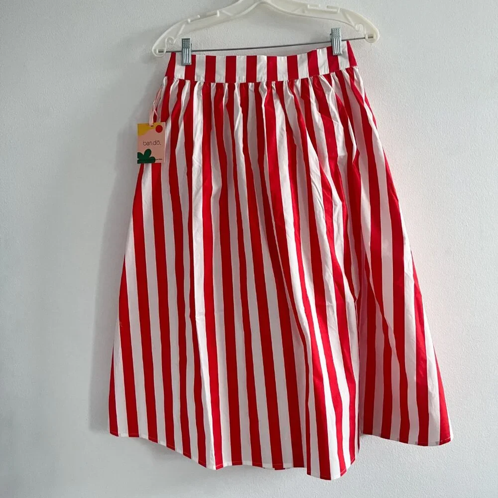 Ban.do Easy Wrap Skirt in Red & Ivory Stripes - Picture 2 of 7